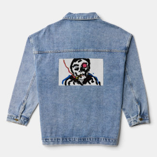 Human face Funky Sketch Denim Jacket