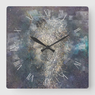Human face mask square wall clock