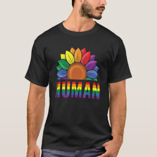 Human Gay Sunflower Pride Rainbow Proud Support Eq T-Shirt
