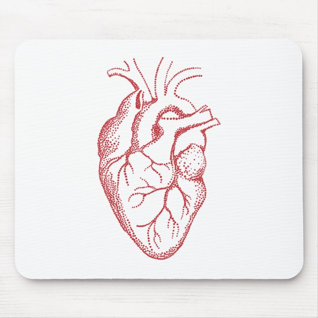 Human heart anatomy drawing mouse pad (Front)