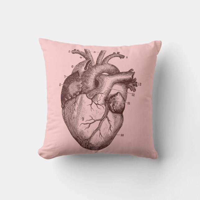 Human heart - anatomy throw pillow (Front)