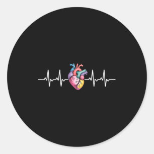 Human Heartbeat Ecg Cardiology Anatomical Medical  Classic Round Sticker