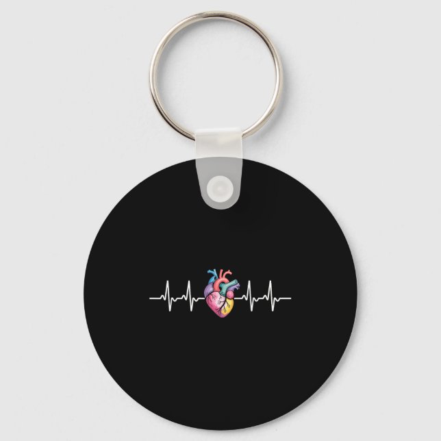 Human Heartbeat Ecg Cardiology Anatomical Medical  Keychain (Front)