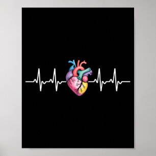 Human Heartbeat Ecg Cardiology Anatomical Medical Poster