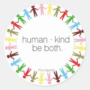 human · kind classic round sticker