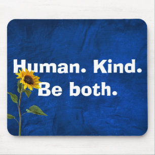 Human Kind Quote with Sunflower On Leather  Mouse Pad
