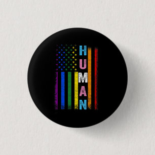 Human LGBT American Flag LGBTQ Rainbow Pride Month 1 Inch Round Button