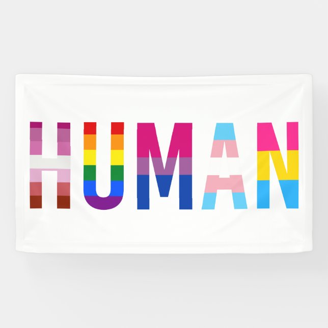 HUMAN LGBT Flag Gay Pride Month Transgender Banner (Horizontal)