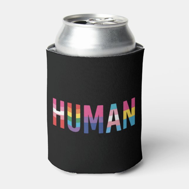 HUMAN LGBT Flag Gay Pride Month Transgender  Can Cooler (Can Front)