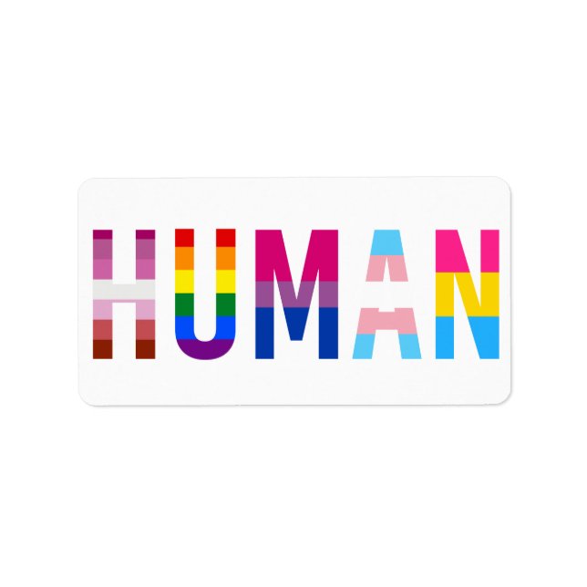 HUMAN LGBT Flag Gay Pride Month Transgender Label (Front)