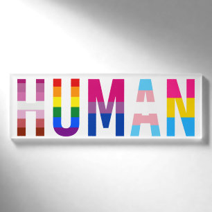 HUMAN LGBT Flag Gay Pride Month Transgender Name Tag