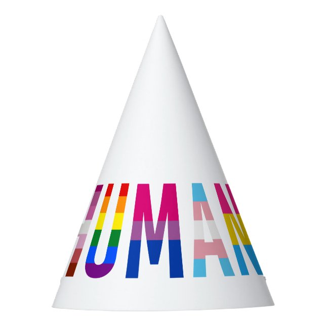 HUMAN LGBT Flag Gay Pride Month Transgender Party Hat (Front)