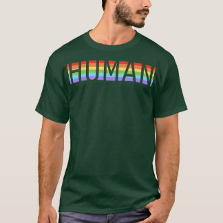 HUMAN LGBT Flag Gay Pride Month Transgender Rainbo T-Shirt