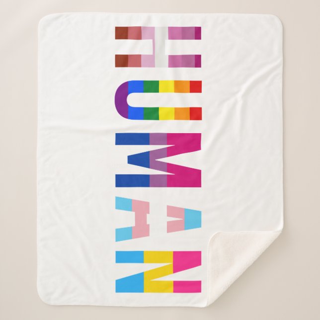 HUMAN LGBT Flag Gay Pride Month Transgender Sherpa Blanket (Front)