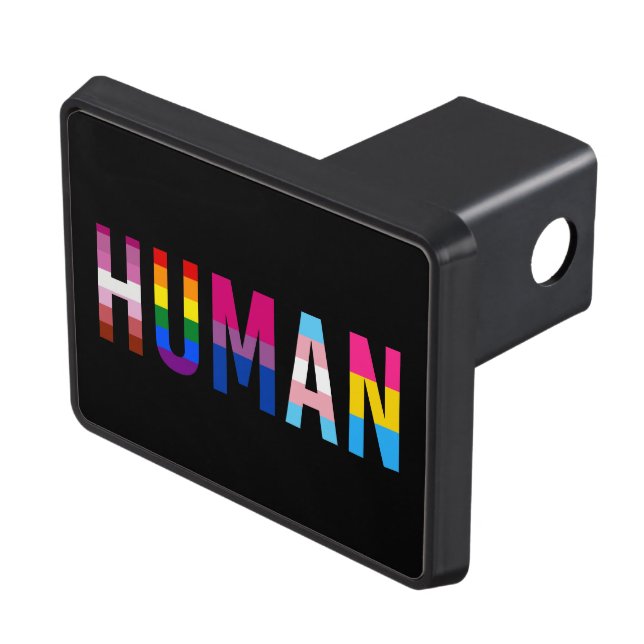 HUMAN LGBT Flag Gay Pride Month Transgender Trailer Hitch Cover (Top Right)