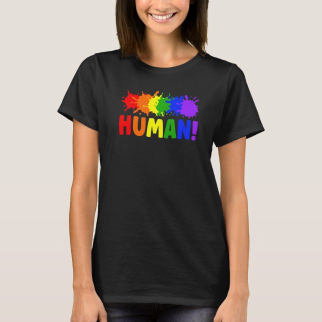 Human LGBT Gay Pride Flag Rainbow flag T-Shirt (Front)