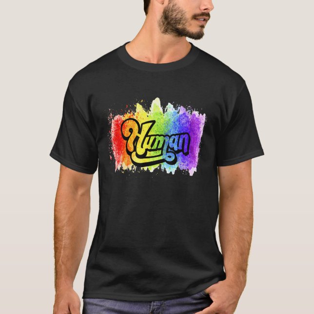 Human Lgbtq Flag Proud Ally Equality Rainbow T-Shirt (Front)