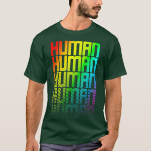 Human LGBTQ Rainbow Gay Pride Text Fade Graphic T-Shirt