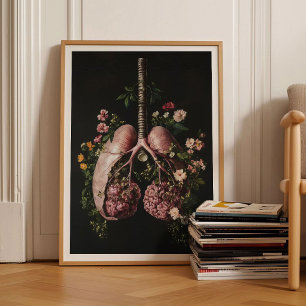 Human Lungs Painting Lungs Print Vintage Floral An