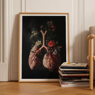 Human Lungs Painting Lungs Print Vintage Floral An