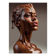 Human melted chocolate sculpture poster.