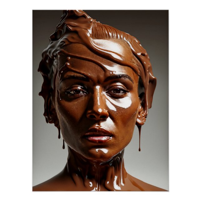 Human melted chocolate sculpture poster. poster (Front)