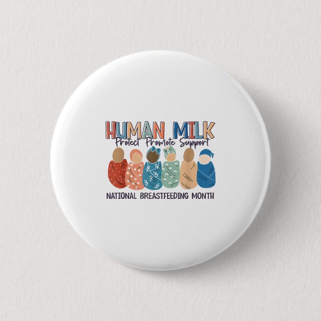 Human Milk Moms Milk S National Breastfeeding Mont 2 Inch Round Button (Front)