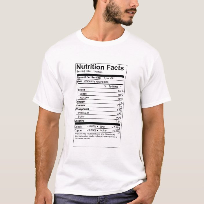 Human Nutritional Facts T-Shirt | Zazzle.ca