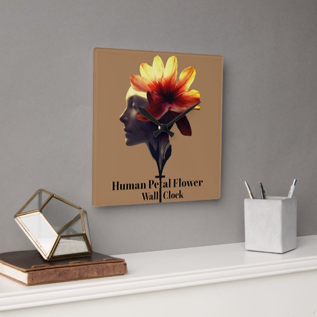 Human Petal Flower Design Uniquely Crafted for -  Square Wall Clock (Office)