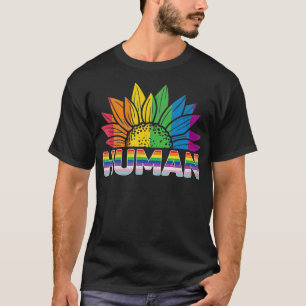 HUMAN Pride Sunflower LGBT Flag Gay Pride Month Pr T-Shirt
