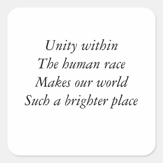 Human race unity square sticker (Front)