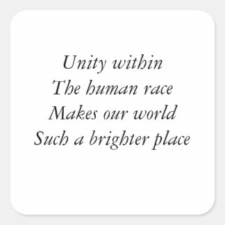 Human race unity square sticker