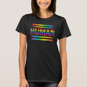 HUMAN Rainbow LGBT Flag Gay Pride Month Lesbian 3 T-Shirt