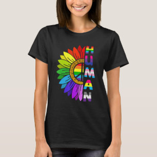 HUMAN Rainbow LGBT Flag Gay Pride Month Lesbian 8 T-Shirt