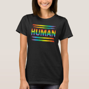 HUMAN Rainbow LGBT Flag Gay Pride Month Lesbian T-Shirt