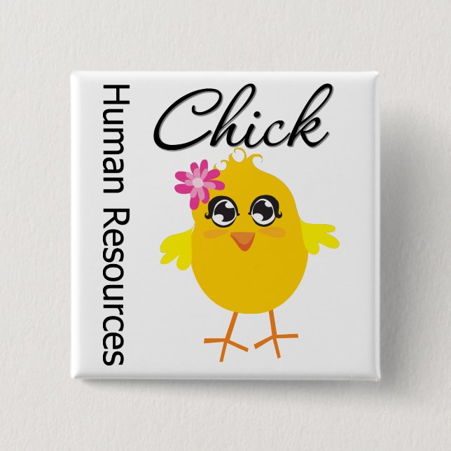 Human Resources Chick 2 Inch Square Button (Front)