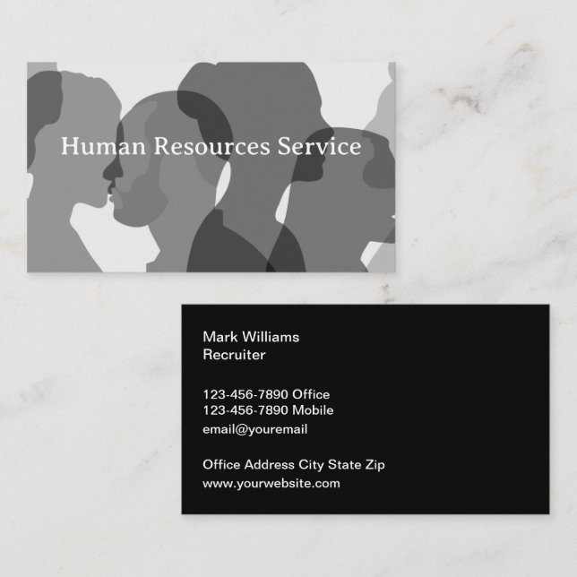 Human Resources Employment Recruiter Business Card (Front/Back)