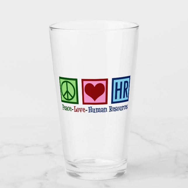 Human Resources Peace Love HR Glass (Front)