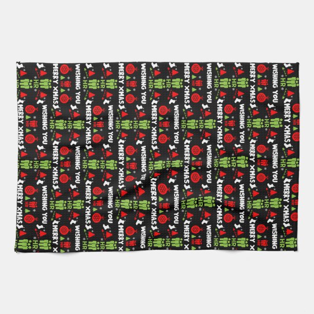 Human Resources Ugly Santa Xmas Gifts Kitchen Towel (Horizontal)