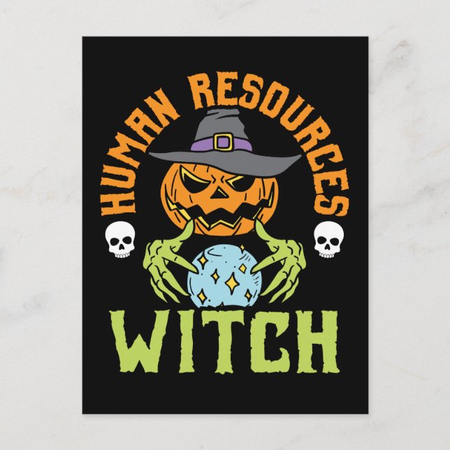 Human Resources Witch HR Halloween Postcard (Front)