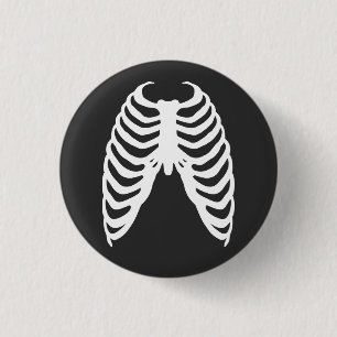 Human Ribs Cage Skeleton Bones Horror Terror T-Shi 1 Inch Round Button