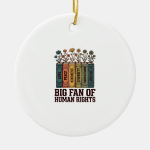 Human Rights Book Flowers Vintage Vector Design_1 Ceramic Ornament