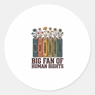 Human Rights Book Flowers Vintage Vector Design_1 Classic Round Sticker