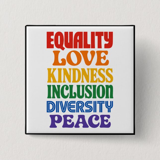 Human Rights For ALL 2 Inch Square Button (Front)
