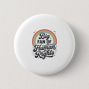 Human Rights Retro Rainbow Vector T-Shirt Design_1 2 Inch Round Button