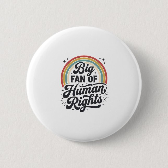 Human Rights Retro Rainbow Vector T-Shirt Design_1 2 Inch Round Button (Front)