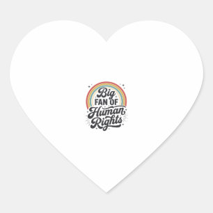 Human Rights Retro Rainbow Vector T-Shirt Design_1 Heart Sticker