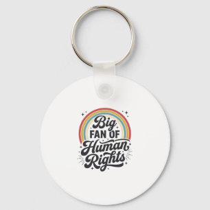 Human Rights Retro Rainbow Vector T-Shirt Design_1 Keychain