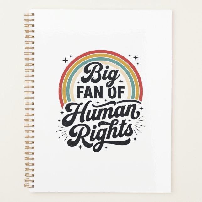 Human Rights Retro Rainbow Vector T-Shirt Design_1 Planner (Front)