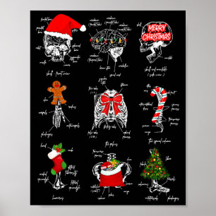 Human Skeleton Anatomy Christmas Medical Student X Poster